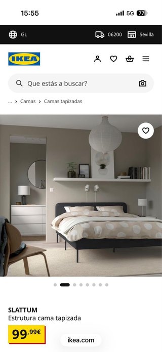 Estructura Cama Tapizada Slattum Azul claro