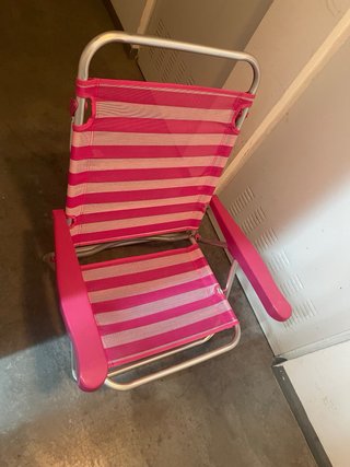 Silla plegable rayas azul y plata