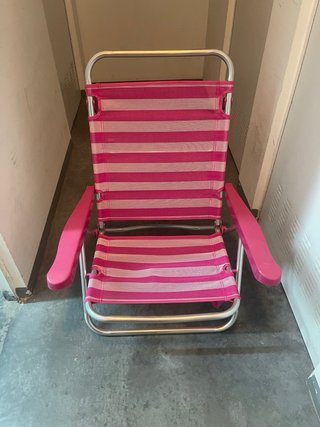 Silla plegable rayas azul y plata