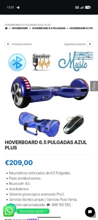 Hoverboard iWheel 6.5 pulgadas Azul Plus