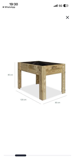Mesa de Cultivo de Madera 120x80x80