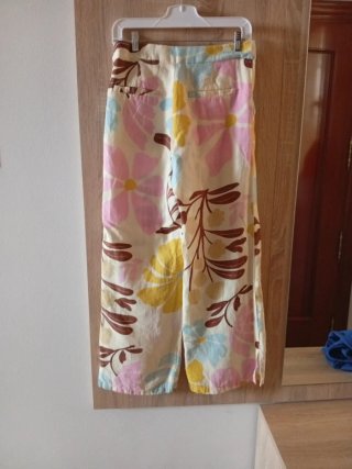 Pantalón de Lino Estampado Niña 8-9 Años