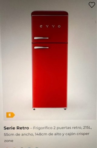 Nevera Retro Evvo Roja 215L
