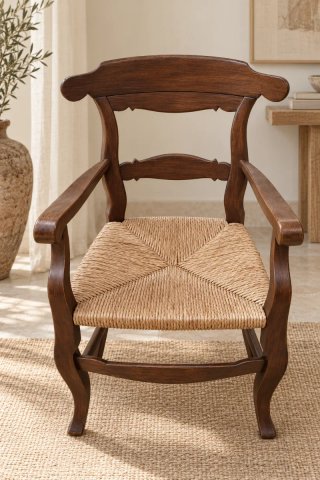 Sillón Vintage de Madera y Mimbre
