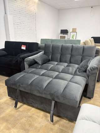 Sofá Cama Matrimonial 161cm Terciopelo Gris