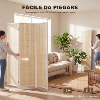 Biombo Interior de 3 Paneles Plegable
