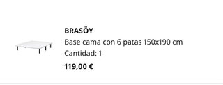 Base cama IKEA BRASÖY 150x190cm con 6 patas.