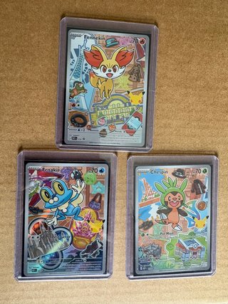 Trío de cartas Pokémon iniciales
