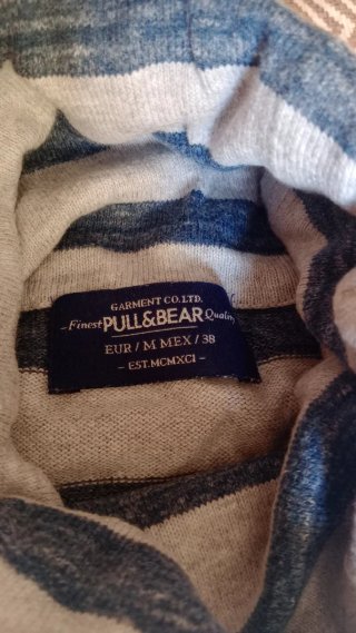 Camiseta cuello alto rayas azules/grises Pull&bear