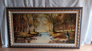Cuadro al óleo paisaje de bosque