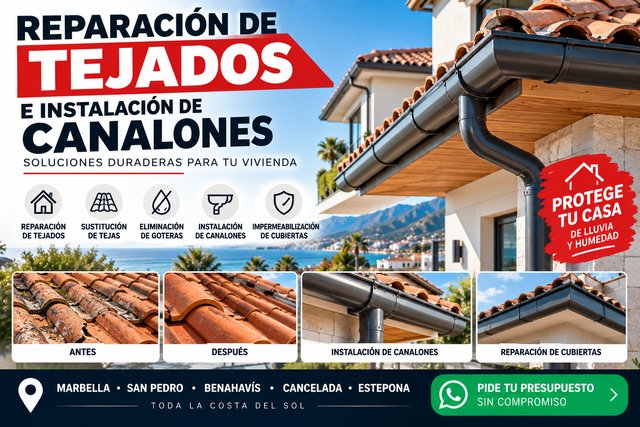Reparación de tejados e instalación de canalones
