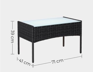 Tavolo in rattan con piano in vetro