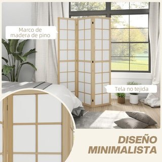 Biombo Plegable 3 Paneles 120x170cm Blanco
