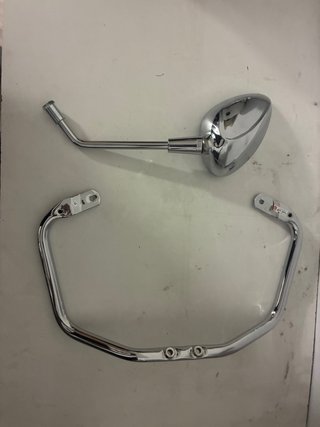 Agarraderas y espejo moto cromado