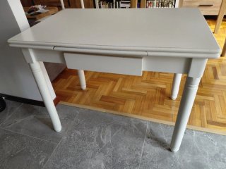Mesa de cocina de madera blanca, extensible