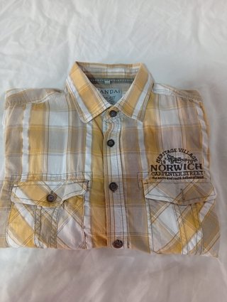 Camisa Candal . Talla M Cuadros Beige/Amarillo