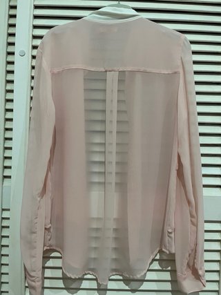 Camisa Bershka semitransparente Rosa Blanca S