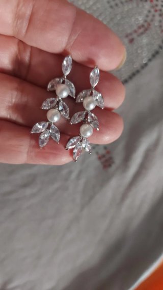 Pendientes Novia Fiesta Brillantes Perlas Plata