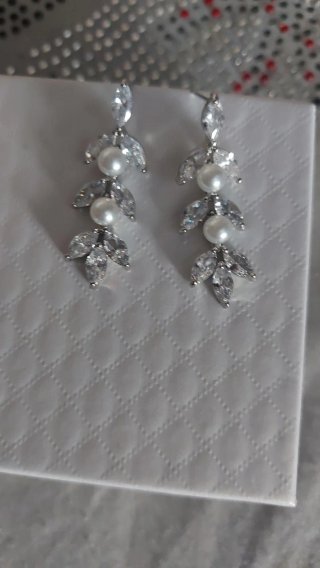 Pendientes Novia Fiesta Brillantes Perlas Plata