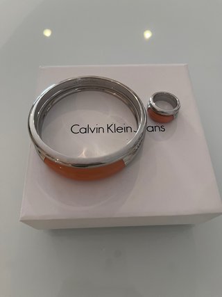 Pulsera y Anillo Calvin Klein Naranja/Plata
