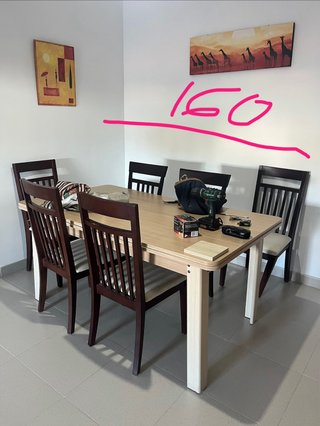 Mesa de Comedor Extensible con 6 Sillas