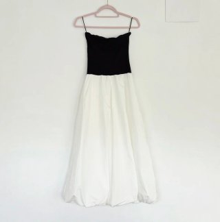 Vestido Mango palabra de honor negro y blanco