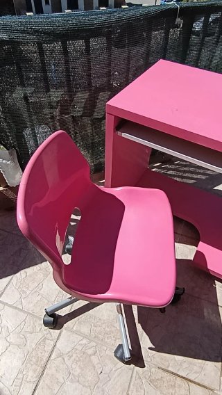 Scrivania + sedia girevole banco scuola legno plas