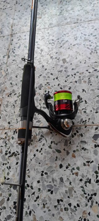 Caña de pescar y carrete daiwa ninja 1000
