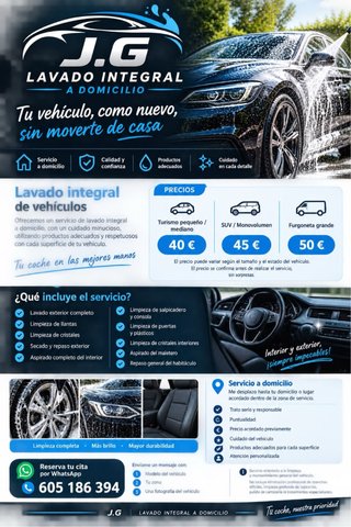 Limpieza de coches a domicilio.