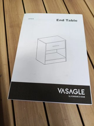 VASAGLE Mesita de Noche con Cajón, Asa