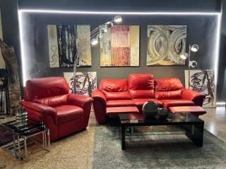 Sofá extensible y sillon cuero 100% auténtico