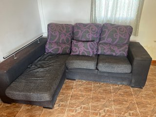 Sofá modular tela morado y negro