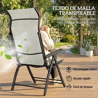 Pack 2 Sillas Jardín Plegables Reclinables Gris