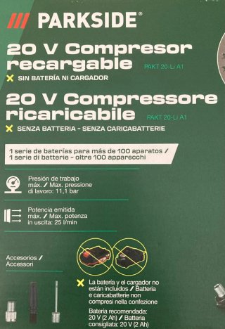 Compresor de aire Parkside 20V