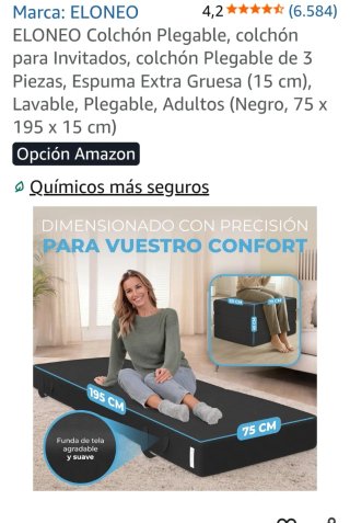 Colchón Plegable Negro(15 cm grosor y muy cómodo)