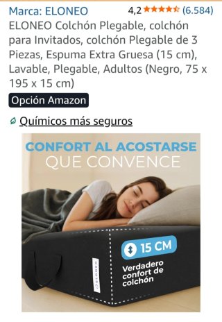 Colchón Plegable Negro(15 cm grosor y muy cómodo)