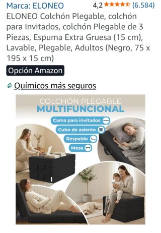 Colchón Plegable Negro(15 cm grosor y muy cómodo)