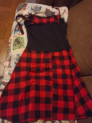 Vestido cuadros rojo y negro