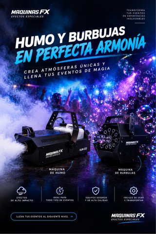 ALQUILER MÁQUINA DE HUMO Y BURBUJAS PARA EVENTOS
