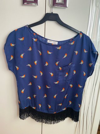 Camiseta Estampado Pájaros Talla XS de Blanco