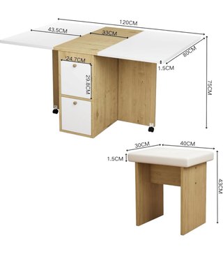 Mesa de Comedor Plegable con Taburete