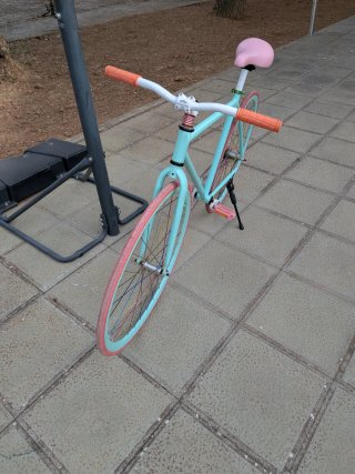 Bicicleta Fixie Azul y Rosa