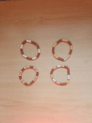 4 Pulseras Elásticas Tonos Marrones
