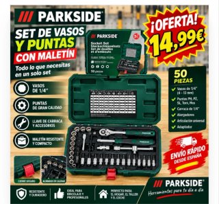 Set de Vasos y Puntas Parkside 50 Piezas