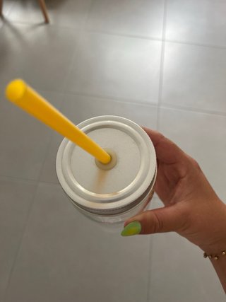 Bote de cristal para smoothie con pajita
