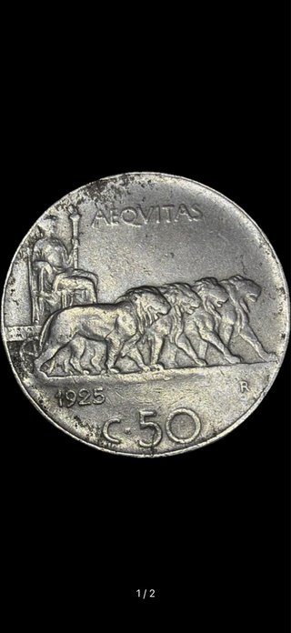 Moneta 50 Centesimi Italia 1925