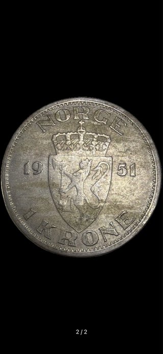 Moneta Norvegia 1 Krone 1951