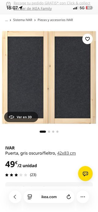 Puertas IVAR negras (2 unidades)