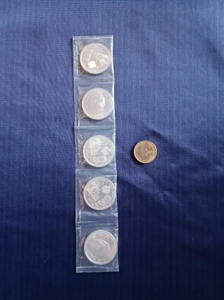 TIRA DE 5 MONEDAS DE PLATA 2000 PESETAS