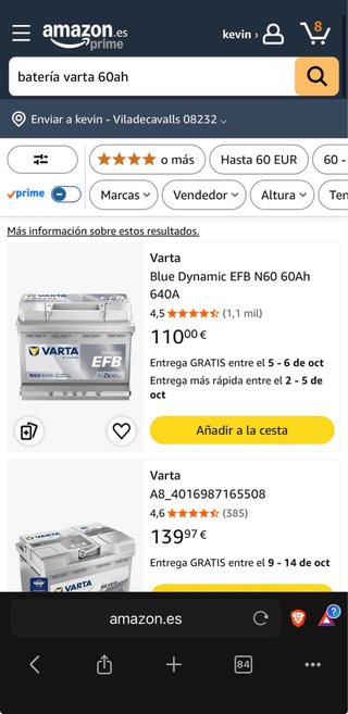 Batería Varta Blue Dynamic EFB 60Ah 640A